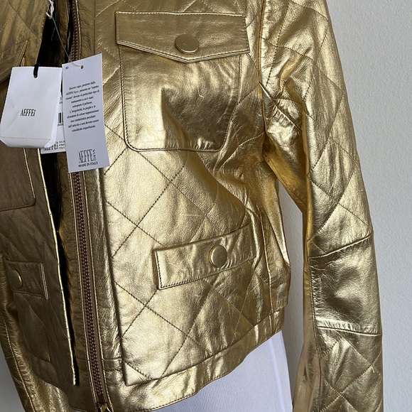 Woman MOSCHINO cheapandchic leather jacket, gold size 44 - Picture 2 of 9